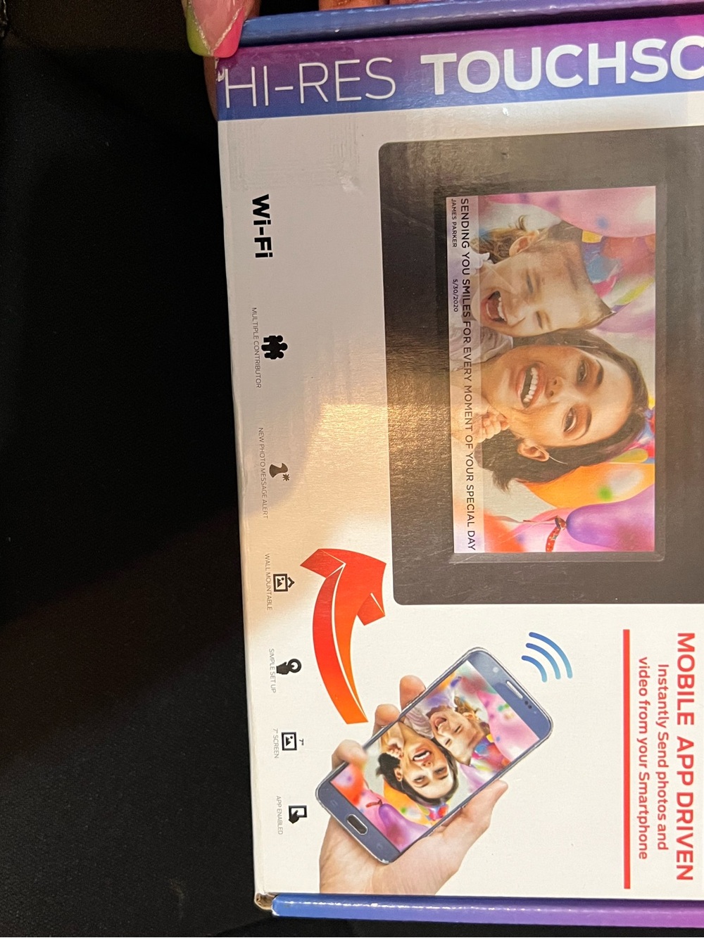 Hi-Res Touchscreen Digital Photo Frame - Black
